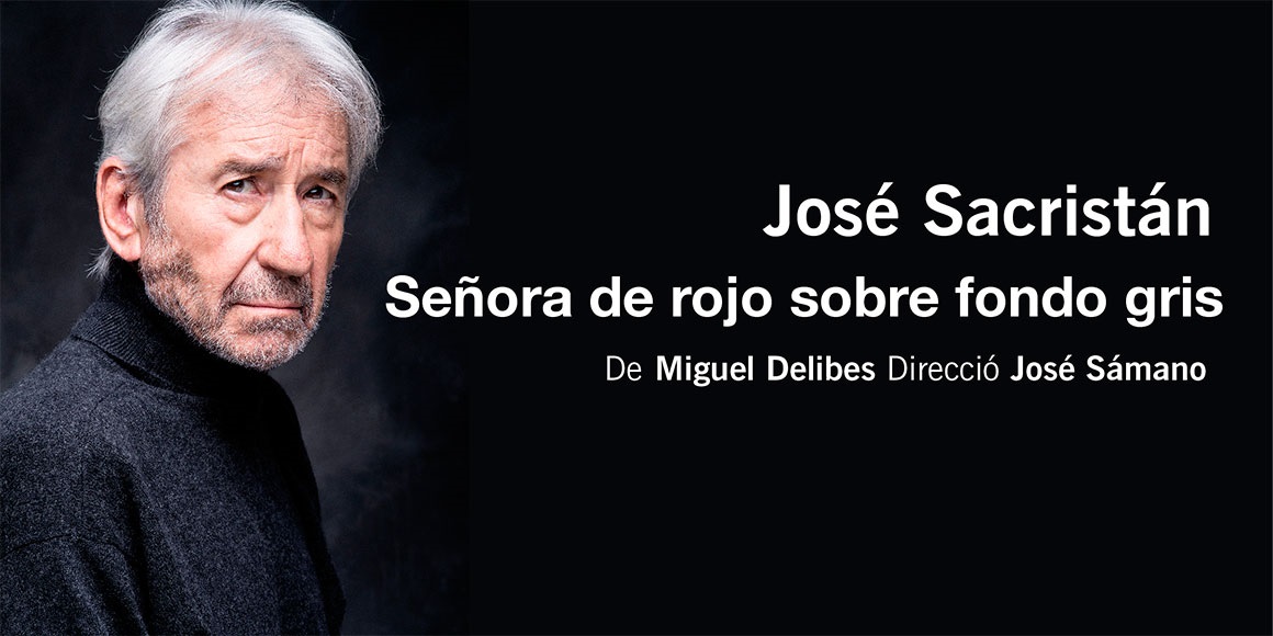 Señora de rojo sobre fondo gris Teatre Romea Barcelona